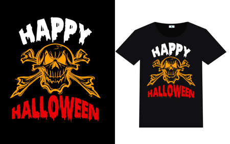 Trendy Halloween Day Typography and Graphic T shirt Designのイラスト素材