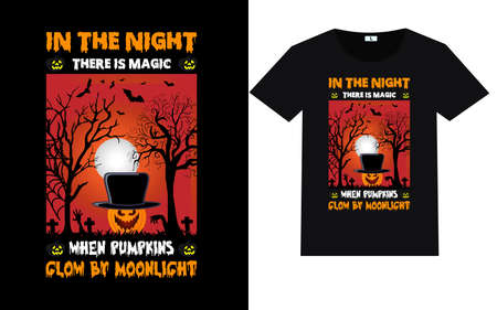 Trendy Halloween Day Typography and Graphic T shirt Designのイラスト素材