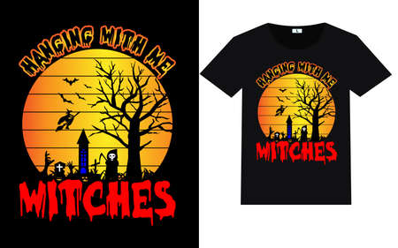 Trendy Halloween Day Typography and Graphic T shirt Designのイラスト素材