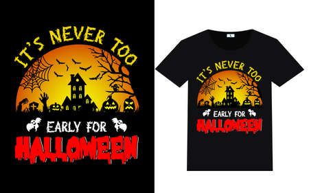 Trendy Halloween Day Typography and Graphic T shirt Designのイラスト素材