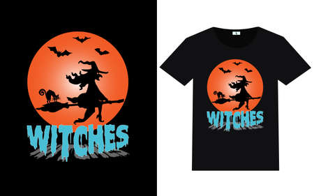 Trendy Halloween Day Typography and Graphic T shirt Designのイラスト素材