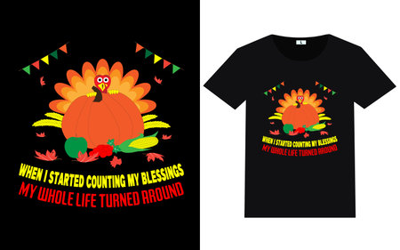 Thanksgiving day typography and graphic t shirt designのイラスト素材