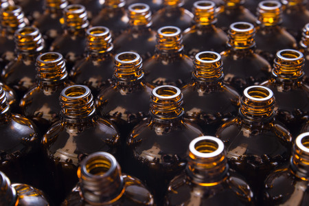 Lot of brown glass bottlesの写真素材