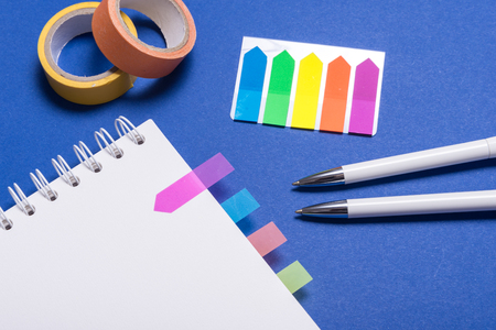 Page memories on white notebookの写真素材