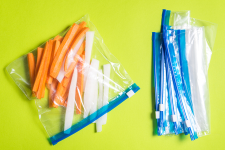 Zip lock plastic bags for Foodの写真素材