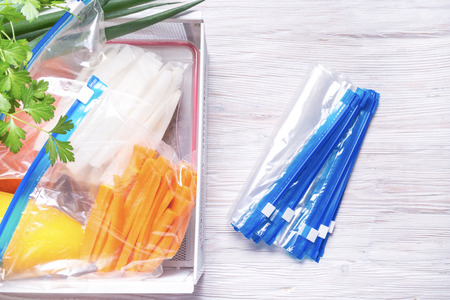 Zip lock plastic bags for Foodの写真素材