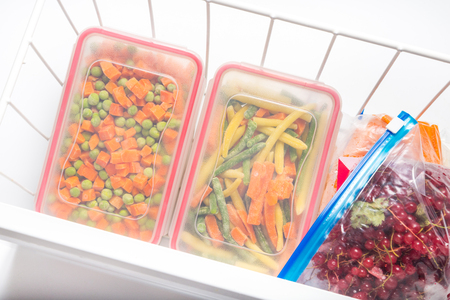 Zip lock plastic bags and boxes for Foodの写真素材