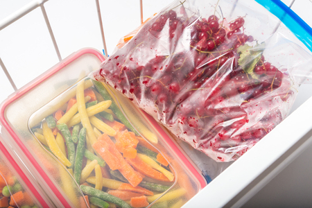 Zip lock plastic bags and box for Foodの写真素材