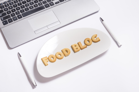 Biscuit letters, food blogの写真素材