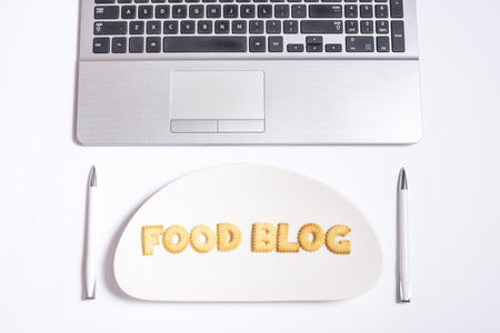 Biscuit letters, food blogの写真素材