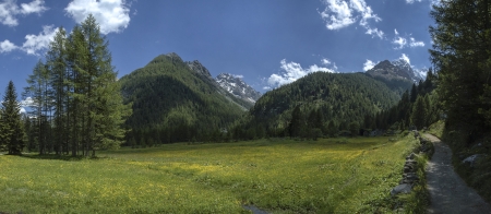 panoramic view of mountain in Valmalenco - Italyの写真素材
