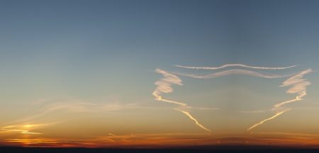 sunset and clouds with blue sky backgroundの写真素材