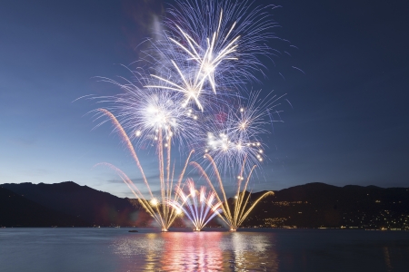Fireworks on the Lake Maggiore, Luino - Italyの写真素材