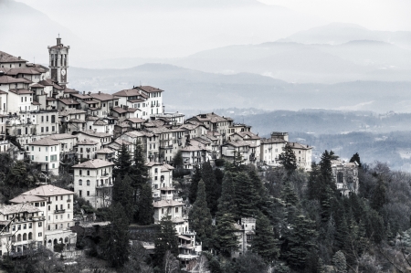 old village of Sacro Monte di Varese, old photographyの写真素材