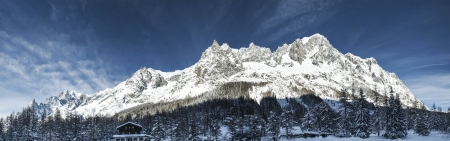Mont Blanc  panorama from the Val Ferret, Aosta Valley - Italyの写真素材