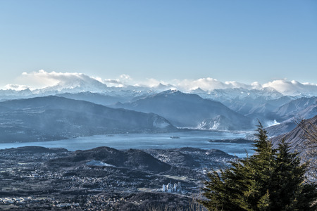 Panorama on the Alps and Maggiore Lake, Varese - Italyの写真素材