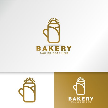 Bakery Logo, Fresh And Baked, Delicious, Bread And Cookies, Handmade, Vector Illustrationのイラスト素材