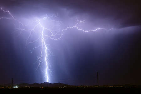 Lightning bolt strike from a storm