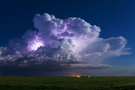Thunderstorm cumulonimbus cloud with lightningの写真素材