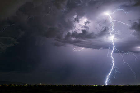 Lightning storm over a city