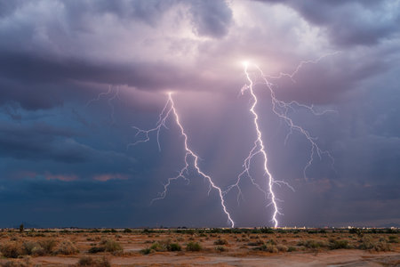 Extreme weather. Lightning in a thunderstorm