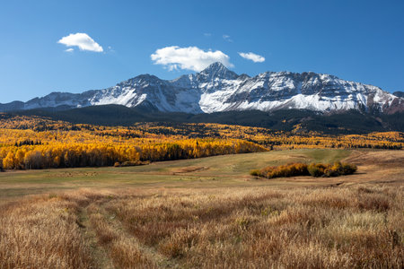 Autumn view of Wilson Peak in the San Juan Mountains near Telluride, Colorado.の写真素材