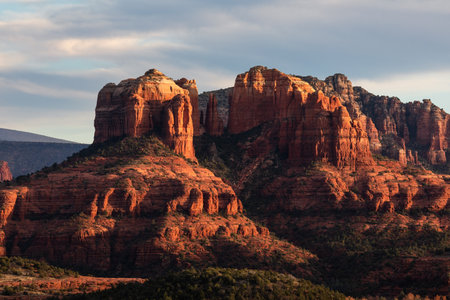 Sunset at Cathedral Rock in Sedona, Arizona.の写真素材