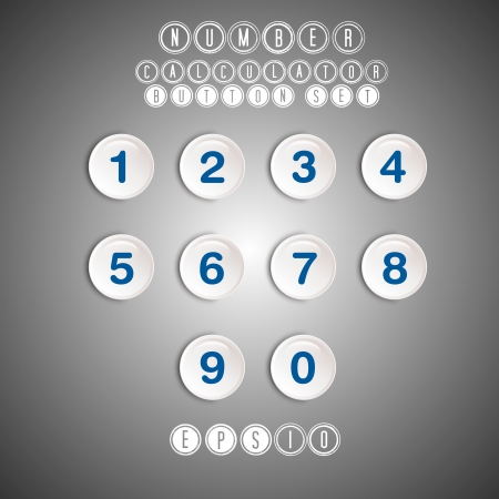 calculator white number button set, button cocneptのイラスト素材