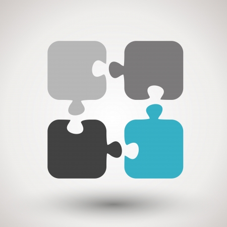 four grey and blue puzzles, infographic concept,のイラスト素材