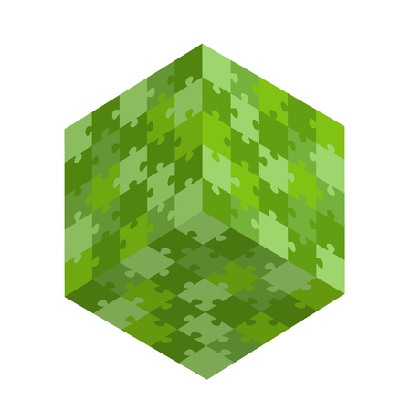 green puzzle square. green puzzle conceptのイラスト素材