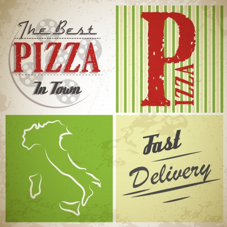 grunge pizza squares. pizza conceptのイラスト素材