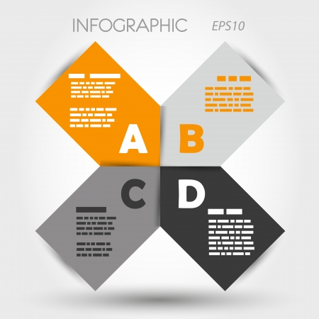 orange and grey infographic rounded squares ABCD. infographic concept.のイラスト素材