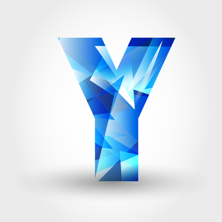 concept of blue crystalline alphabet, number and symbolのイラスト素材