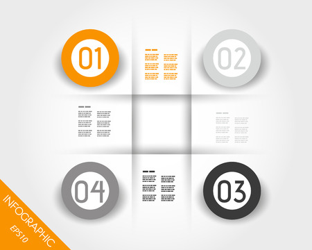 four orange infographic rings in corners. infographic concept.のイラスト素材