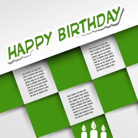 green birthday card with squares. anniversary concept.のイラスト素材