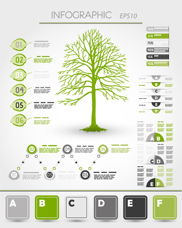 green ecological infographics with treeのイラスト素材