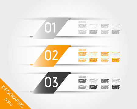 orange transparent three oblique stickers. infographic concept.のイラスト素材