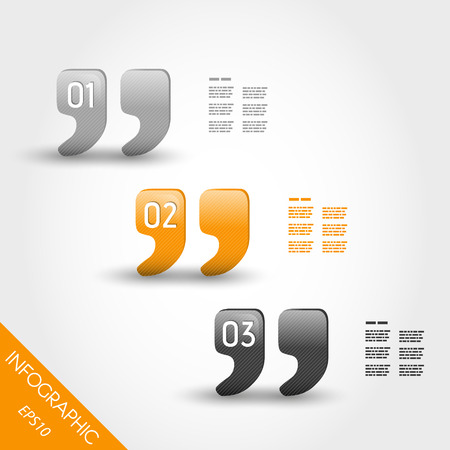 three orange striped infographic quotes with numbers. infographic concept.のイラスト素材