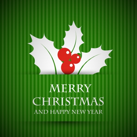 green ilex card. christmas card concept. のイラスト素材