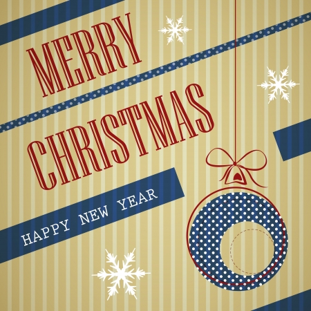 blue stripped square vintge christmas cardのイラスト素材