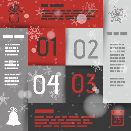red and grey christmas infographic square with icons. infographic concept.のイラスト素材