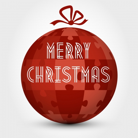 red puzzle christmas ball. christmas conceptのイラスト素材