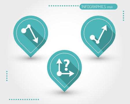three turquoise flat economical icons. infographic concept.のイラスト素材