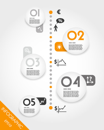 orange timeline with big globe units. infographic concept.のイラスト素材