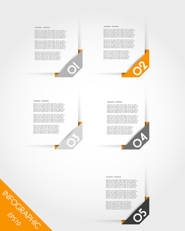 orange origami oblique corner stickers. infographic concept.のイラスト素材