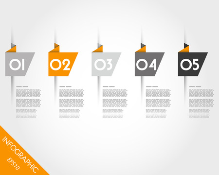 orange origami oblique stickers. infographic concept.のイラスト素材