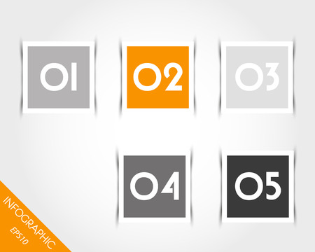 orange square stickers with numbers and shadow. infographic concept.のイラスト素材