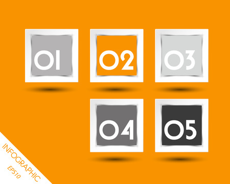 orange square stickers with white numbers. infographic concept.のイラスト素材