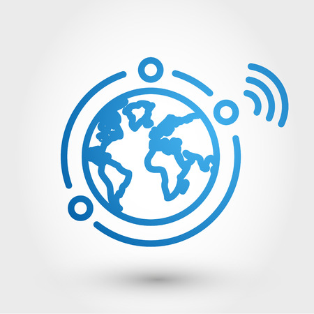 Earth with satellites, icon conceptのイラスト素材