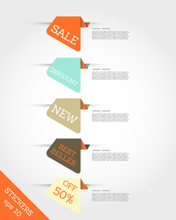 five retro rounded irregular stickers. sale concept.のイラスト素材